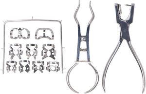 Complete Rubber Dam Dental Isolation Instrument Set with Stainless Steel <b>Frame</b> Punch <b>Clamp</b> Forceps Assorted <b>Clamps</b> and Placement - Product Image 2