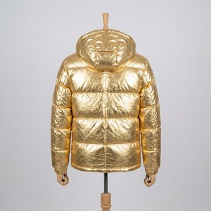 Blouson matelassé brillant pour homme, col montant, fermeture éclair dorée métallisée, chaud, à capuche, pour l'extérieur, collection automne - Product Image 2