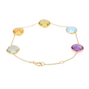 18K Gold Multi Gemstone Fine Charm <b>Bracelet</b> - Product Image 5