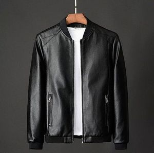 Chaqueta Bomber de Cuero Genuino para Hombre, Color Sólido, Cierre de Cremallera, Cuello Camisero, Estilo Casual para Otoño, Corte Regular - Product Image 2