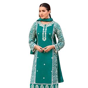 Premium Batik Print Chandelier Bordado y Lace Work Kurtis Set Collection - Product Image 1