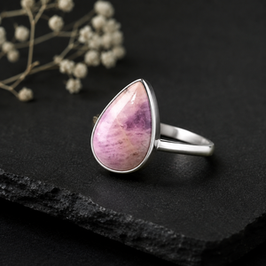 Natural Pink Kunzite <b>Ring</b> 925 Sterling Silver Pear Cabochon Gemstone <b>Ring</b> Handmade Fine Jewelry Gift for Women - Product Image 4