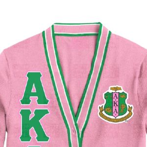 Pink Green Chenille Letter Shield <b>Cardigan</b> <b>Sweater</b> Women Soft Knit Varsity Style Button Front Embroidered Crest Casual Wear - Product Image 2