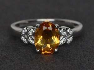 Anillo de Citrino, Anillo de Plata con Gema Amarilla, Corte Ovalado, Anillo de Compromiso, Joyería con Piedra de Nacimiento de Noviembre - Product Image 4