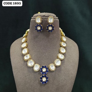 Luxury Gold Finish Round Brilliant Cut Crystal White <b>Statement</b> <b>Necklace</b> Set with Matching Earrings for Women Wedding Party - Product Image 2