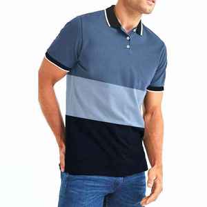Polo homme de haute qualité, dernier design, personnalisé, bleu et noir, nouvelle arrivée, manches courtes, OEM. - Product Image 1
