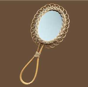 Handmade Rattan Oval Makeup <b>Mirror</b> Bohemian Style Portable <b>lightweight</b> Framed For Home and Makeup Use - Product Image 1