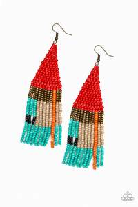 Hermosos pendientes y joyas para las orejas con diseño de pookie, en colores rojo y blanco, con cuentas de semillas, para niñas, de la India. - Product Image 2