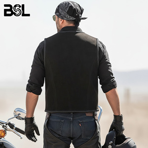 Gilet de motard en cuir suédé noir pour homme |   Gilet de moto en cuir véritable fait main pour motards |   Harley Davidson - Product Image 2