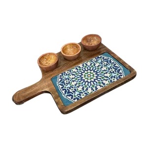 Planche à découper en bois artisanale et plateau de service de luxe avec design carré, idéal pour les fêtes, écologique, prix d'usine - Product Image 1