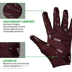 Gants de football américain respirants en tissu uni, taille personnalisée, les plus vendus pour le sport - Product Image 2
