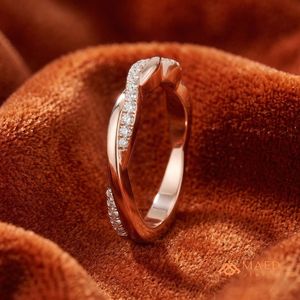 High Quality Rose Gold Unique Shape Twisted Band <b>Ring</b> Modern Moissanite Diamond Silver <b>Dainty</b> Stackable Luxury Party Wedding - Product Image 2