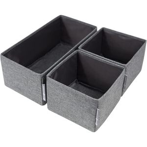 MA64 Modern Design Set 3 Fabric <b>Drawer</b> Insert Organizer Foldable Closet <b>Storage</b> <b>Boxes</b> for Underwear Scarves Belts Sunglasses 2cm - Product Image 1
