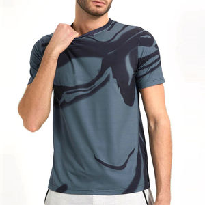 Men's Gray <b>Abstract</b> <b>Print</b> Quick Dry Sport T-Shirt Short Sleeve O-Neck Slim Fit Knitted Polyester Sublimation Transfer <b>Print</b> - Product Image 1