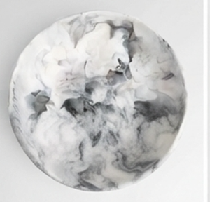 Bol artisanal haut de gamme au design minimaliste, motif marbré blanc et gris, vaisselle de table décorative, centre de table - Product Image 3