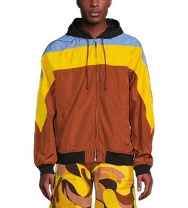 Personnalisé Patchwork Couleur Nylon Tissé Tissu Street Wear Course en Plein Air Sports Zip Up Color Block À Capuche Coupe-Vent Veste - Product Image 4