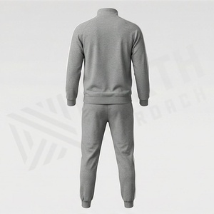 Men's Gray Color Blocking Tracksuit Full <b>Zip</b> <b>Hooded</b> Sweatshirt With Side Pockets Casual Sportswear Autumn Wear - Product Image 2