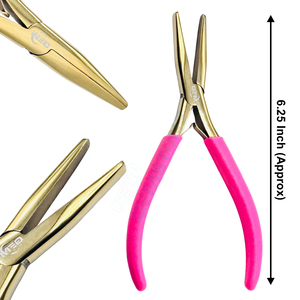 Professional GEMSTONE ENTERPRISES Stainless Steel Gold <b>Flat</b> <b>Nose</b> <b>Plier</b> for Hair Extensions-Durable & Reusable Custom Logo Option - Product Image 1