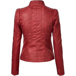 Veste en cuir rouge de luxe pour homme, design classique de moto, coutures de haute qualité, vestes en cuir personnalisées - Product Image 5