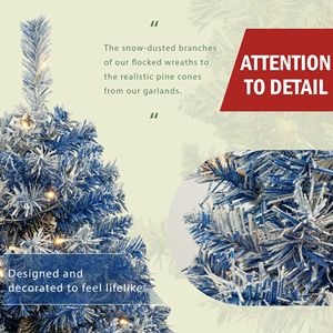 Set Natalizio Pre-Illuminato in 4 Pezzi: Albero di Natale Artificiale con Luci LED, Ghirlanda e Corona, Decorazioni per Ingressi - Product Image 6