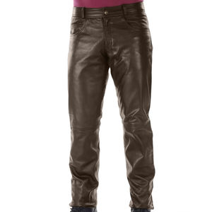 Modern Men Leather Pants Stylish Genuine Leather Slim Fit Casual Outdoor Biker Wear - Product Image 1