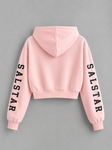 Sudadera con Capucha Corta para Mujer, con Logotipo Personalizado, Sudadera Rosa Extra Grande, Ropa Casual Urbana, Fabricante de Sudaderas con Capucha - Product Image 4
