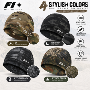 Camouflage Tactical <b>Beanie</b> Hats Winter <b>Fleece</b> Thermal Warm Camo Caps for Skiing Cycling 100% Polyester Unisex Adults Outdoor Hat - Product Image 4