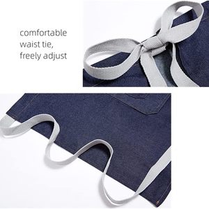 Tablier unisexe noir en toile avec poches, tablier de bistrot pour la cuisine et l'usage quotidien, style classique, lavable, multifonctionnel - Product Image 4