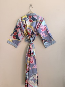 Bata kimono larga de algodón transpirable para mujer - Product Image 1