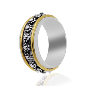 Anillo Giratorio Granulado de Plata de Ley 925 Bañado en Oro Amarillo de Dos Tonos al por Mayor Memoria Jewels - Product Image 6