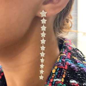 Pendientes de Diamantes en Forma de Estrella, Cultivados en Laboratorio, con Engaste Pavé, Cierre a Presión, Certificados por IGI, Minimalistas, Elegantes, de Lujo para Boda, 14K 18K - Product Image 1