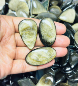 Cabujones de Obsidiana Dorada 100% Naturales de Alta Calidad, Piedras Preciosas Sueltas Certificadas, Tamaños y Formas Personalizadas, Suministro al por Mayor para Joyería - Product Image 1