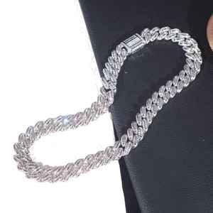 Collar de Lujo Hip Hop de Plata de Ley 925 con Baño de Rodio y Eslabones Cubanos con Moissanita VVS para Hombre y Mujer, Ideal para Fiestas - Product Image 5