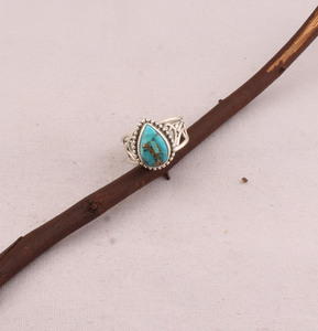 Shree Jaipur <b>Silver</b> Women's Classic 925 <b>Sterling</b> <b>Silver</b> Bezel <b>Set</b> Blue Copper Gemstone <b>Ring</b> for Engagement Wedding & Anniversary - Product Image 4