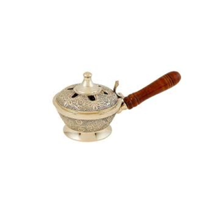 Porte-encens rond en laiton poli doré de luxe, motif floral, décoration d'intérieur - Product Image 4