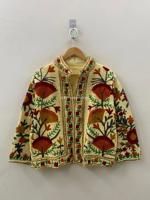 Chaqueta de Algodón con Cuello Mandarín Bordado a Mano con Diseño Floral, Estilo Bohemio, Manga Larga, Ropa de Abrigo Otoñal para Mujer Adulta