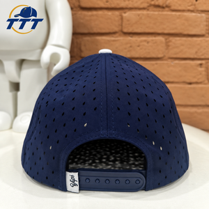 Casquette de golf personnalisée à 5 panneaux avec logo en caoutchouc découpé au laser, respirante, à fermeture snapback, vente en gros, fabricant vietnamien, OEM ODM, usine de casquettes de sport - Product Image 4