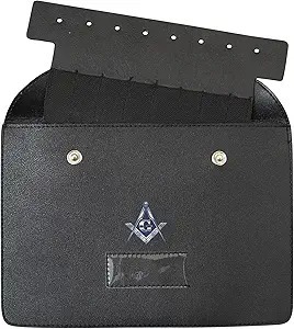 <b>Masonic</b> Regalia Pocket Jewel Holder/Hanger (Medium) Black Leather | Freemason jewelry <b>Case</b>/Pad - Product Image 5