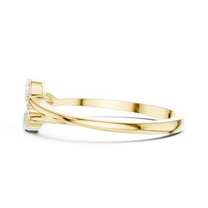 Anillo de Oro Amarillo con Tres Diamantes Cultivados en Laboratorio para Mujer |   Anillo de Compromiso, Promesa o Aniversario con Corte Marquesa en Forma de Pera - Product Image 4