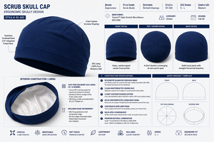 <b>Scrub</b> Skull <b>Cap</b> SC-002 Blue Unisex Adult Casual Hat Breathable 100% Polyester Four Seasons Business Services Headwear silk lined - Product Image 3