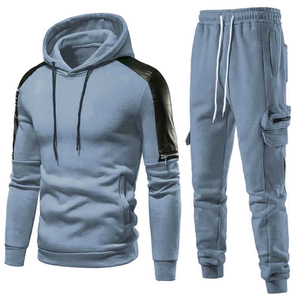 Conjunto Deportivo Informal para Hombre, Transpirable, Talla Grande, con Capucha, Corte Regular, Estilo Urbano, de Alta Calidad, Color Sólido Estampado - Product Image 4