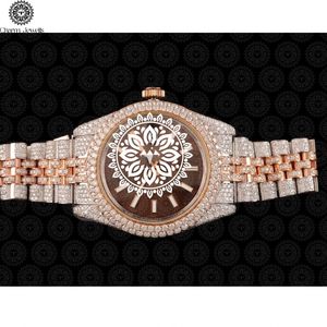 Charm_Jewells Luxury Women's <b>Diamond</b> <b>Watch</b> 42mm Round Analog Quartz Sapphire Crystal Stainless Steel Folding Clasp - Product Image 3
