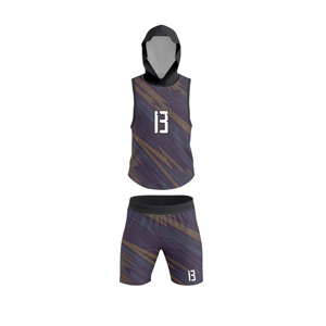 Ensemble de maillot de football sans manches à capuche personnalisé sublimé, imprimé rayé, respirant, à séchage rapide, unisexe, adulte - Product Image 4
