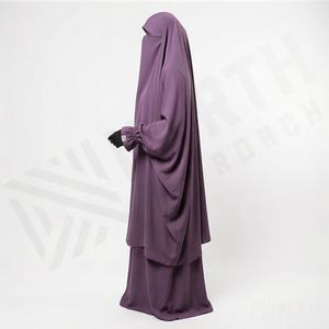 Abaya Kimono OEM 2025 pour femmes musulmanes, en tissu polyester épais, doux et très extensible, col en V, manches longues, ornée de perles, longueur cheville - Product Image 3