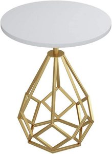 LINEA METAL FRAME <b>SIDE</b> <b>TABLE</b> WITH <b>MARBLE</b> <b>TOP</b> GOLD AND BLK Home Decor Handmade India Artisan Crafted Furniture Living Room Export - Product Image 3