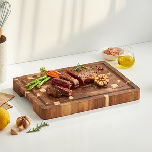 Tabla de cortar rectangular de madera de acacia con mango, antiolor, antibacteriana, no tóxica, fácil de limpiar y duradera. - Product Image 6