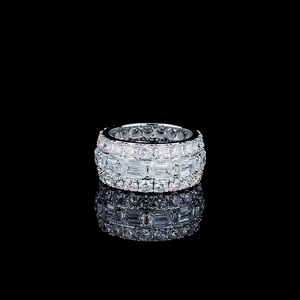 Moissanite Eternity Band <b>Ring</b> <b>925</b> <b>Silver</b> Baguette Diamond Women's Luxury Wedding <b>Ring</b> Geometric Stackable Band for Gifts - Product Image 1