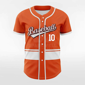 Camiseta de Béisbol SPARKWELL Naranja y Blanca con Estampado Sublimado, Unisex para Adultos, Manga Corta, Cierre de Botones, Transpirable, 100% Poliéster, Deportiva - Product Image 3