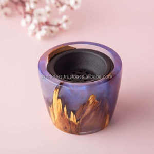 Brûleur à encens en bois d'acacia et résine époxy artisanale de luxe, support artistique pour la fragrance d'intérieur, les nuits du Ramadan et les cadeaux de l'Aïd - Product Image 4