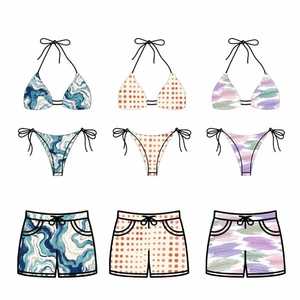 CUSTOM Printed Triangle <b>Bikini</b> <b>Set</b> Swimwear Halter Triangle <b>Bikini</b> Beach <b>Shorts</b> <b>Set</b> for Women - Product Image 2